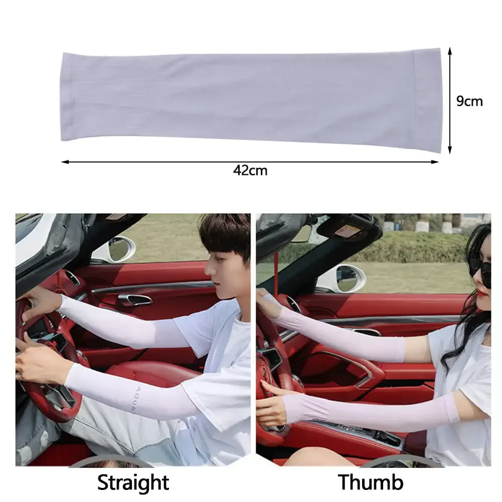 UPF50+ Summer Arm Sleeves Ice Fabric Breathable Quick Dry Running Sportswear Sun UV Protection Long Arm Cover Cycling Arm Sleeve