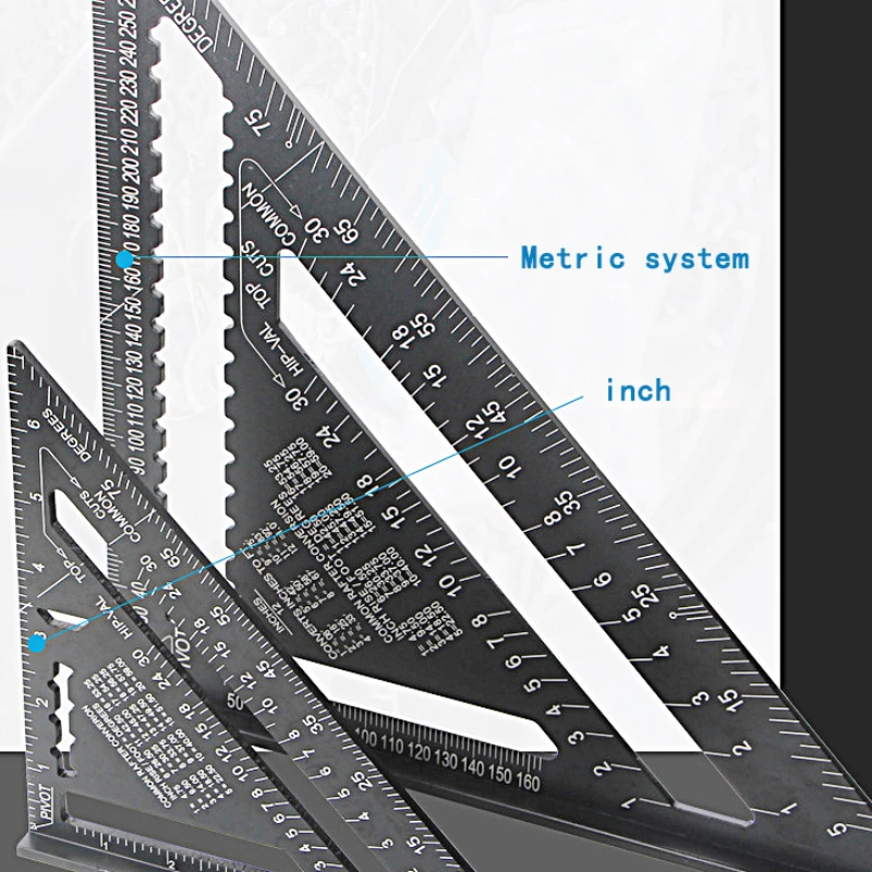 Miter Triangle Ruler Carpentry Square Ruler Woodworking Aluminum Alloy Triangle Gauges Measuring Tool