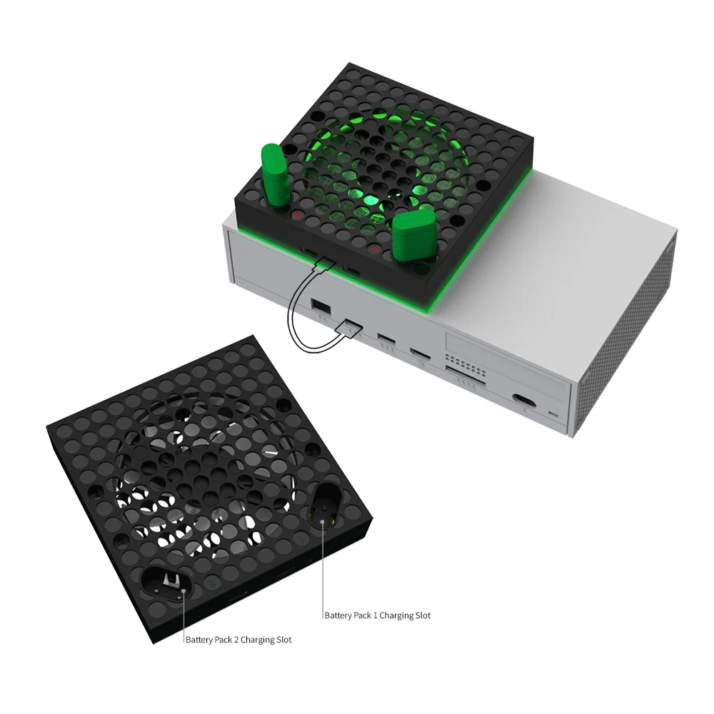 Cooling Fan For Xbox Series X Console with Colorful Light Strip Cooling Fan With 2 gamepad Pylons For XSX Accessori
