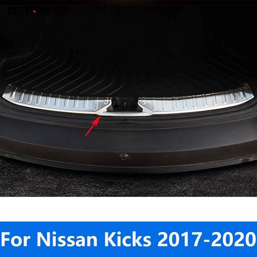 

For Nissan Kicks 2017-2019 2020 Inner Rear Trunk Door Sill Plate Bumper Footplate Scuff Guard Sticker Accessories Car Styling