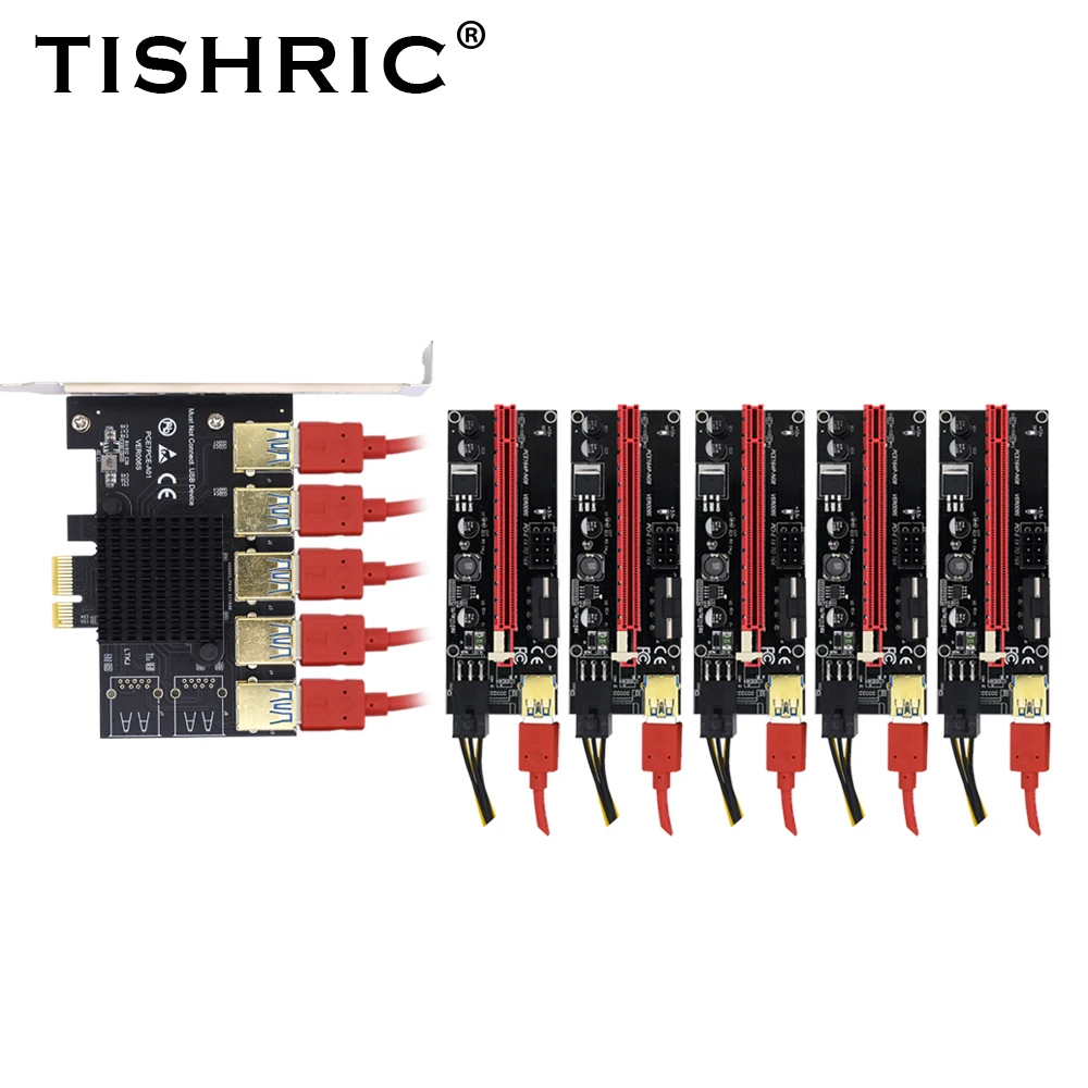 TSIHRIC PCIE 1 to 4/5/6 Pci Express Multiplier USB3.0 Extender Pci Express 1x 16x Card Slot Riser 009s 010 For Bitcoin Mining data cable types Cables & Adapters