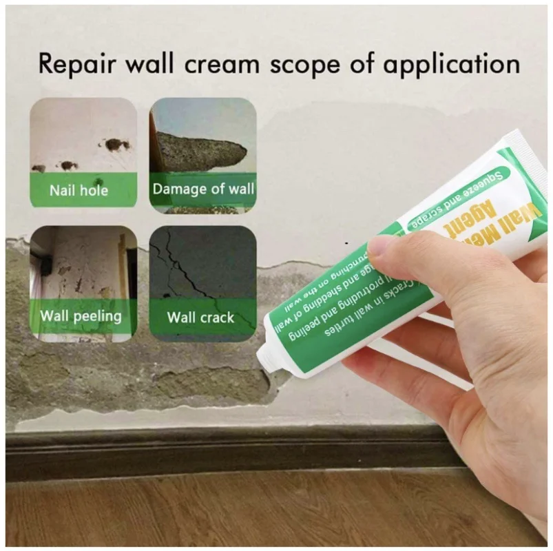 Wall Repair Agent Tile Repair Cream 1 Set Wall Mending Agent 100g Wall Repair Cream Scraper Paint Valid Mouldproof Quick-Drying Patch Restore