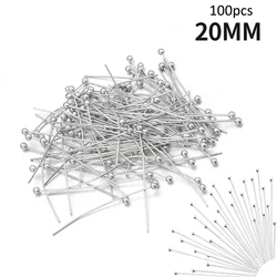 100 Pcs Silver & Gold Plated Stainless Steel Ball Pins for Jewelry Crafting and DIY Projects (Silver 20mm)