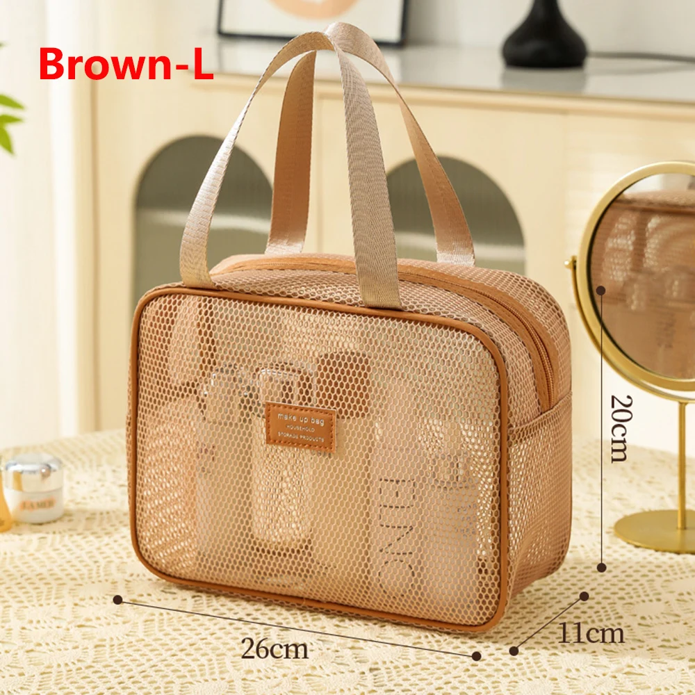 Einfache Mesh Klar Tote Make-Up Lagerung Tasche Kissen Kulturbeutel Kosmetik Kulturbeutel Große Kapazität Tragbare Frauen Reise Veranstalter Tasche – Detail 4