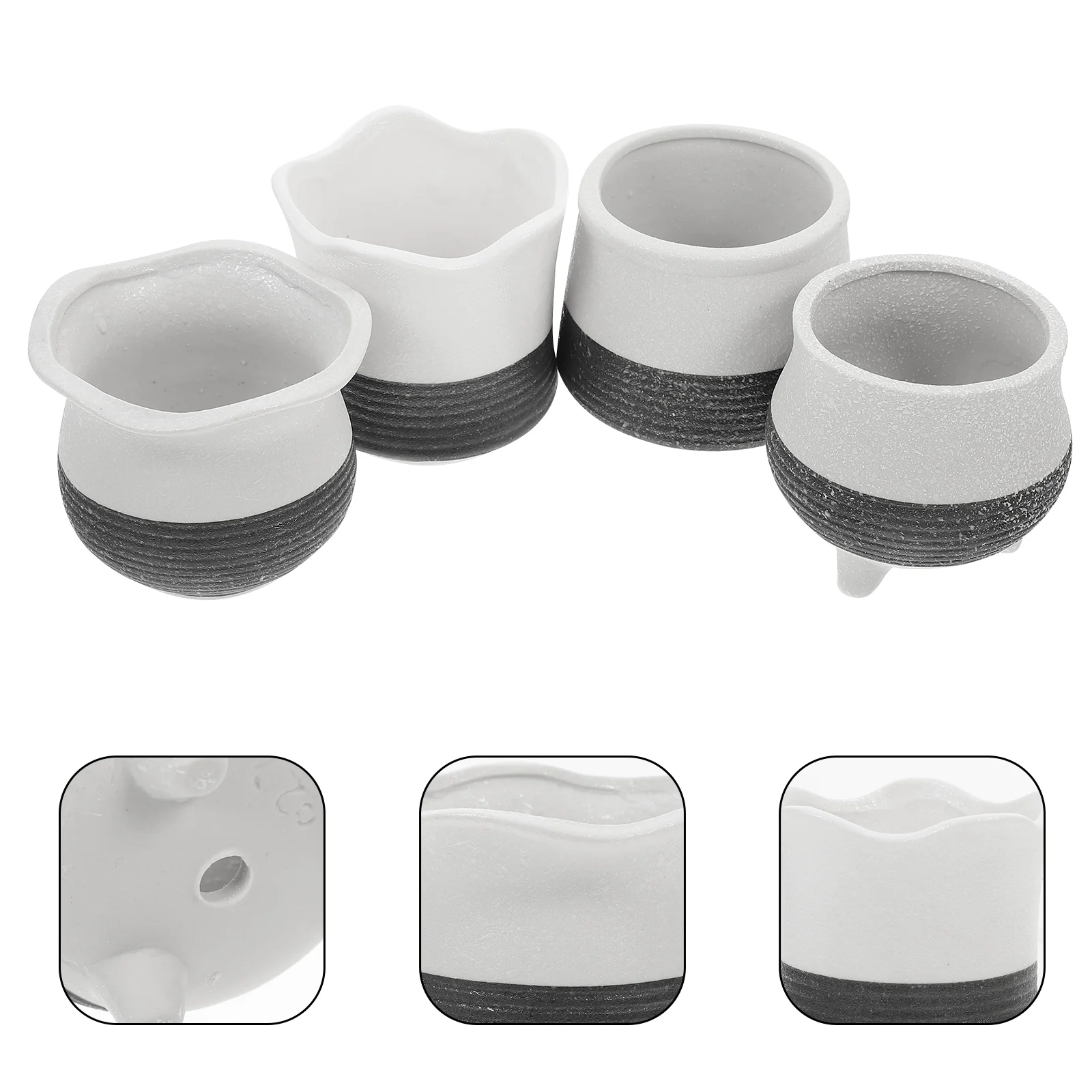 

4Pcs Small Ceramic Flower Pots Containers Succulent Flower Planters Plant Pots Unique Succulent Pots