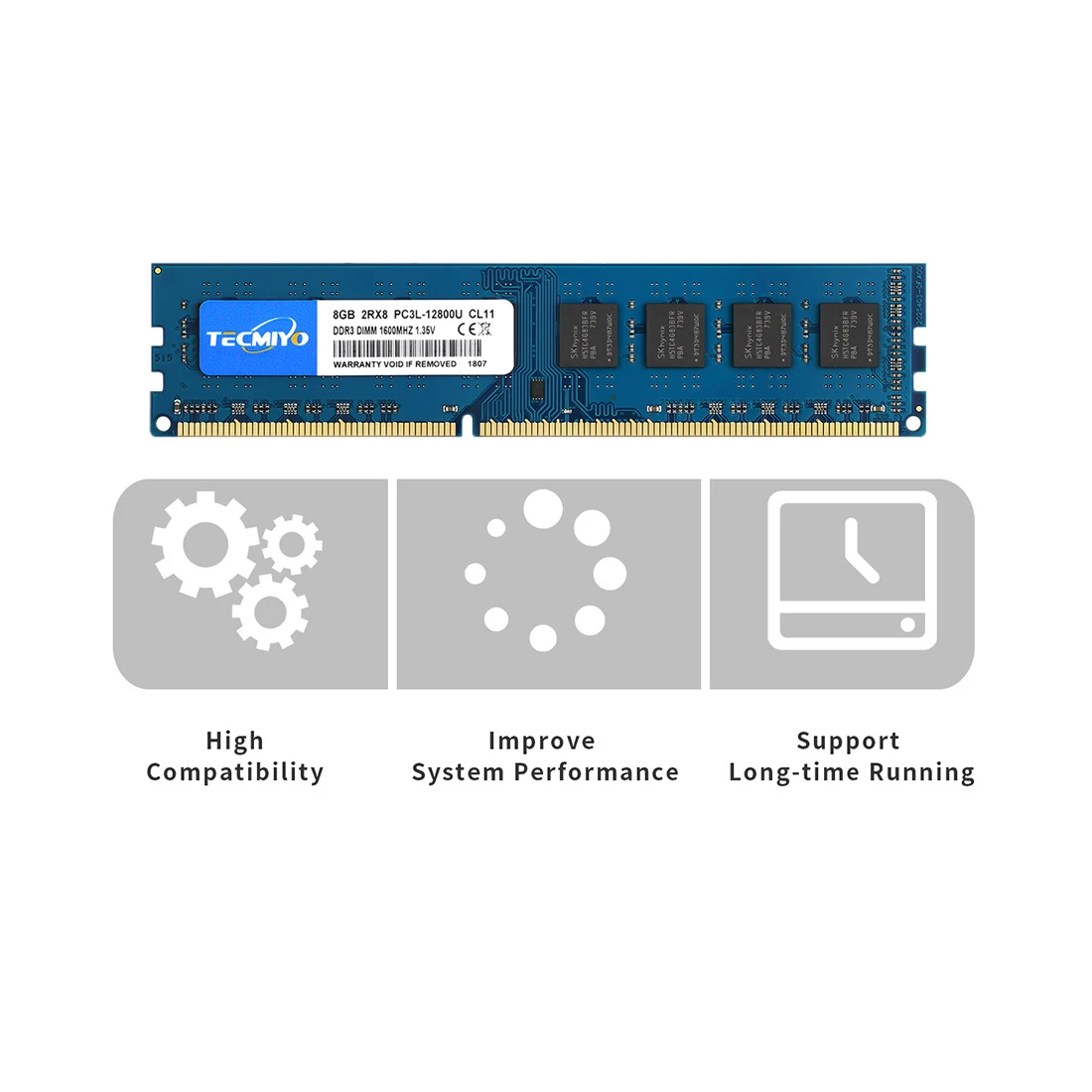 TECMIYO Desktop RAM 2X 8GB DDR3L 1600MHz DIMM PC3L-12800U 1.35V 2RX8 240pin Low Voltage DDR3 Intel AMD Memory for Computer-Blue desktop ram memory