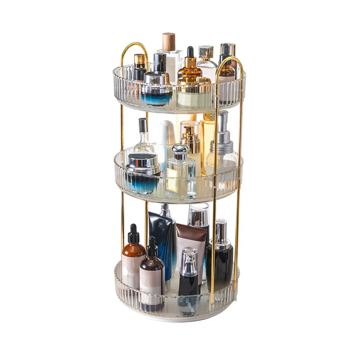 

Rotating Organizer, Bathroom Spinning Holder Rack,Capacity Cosmetics Storage Box Vanity Shelf Countertop3 Tiers
