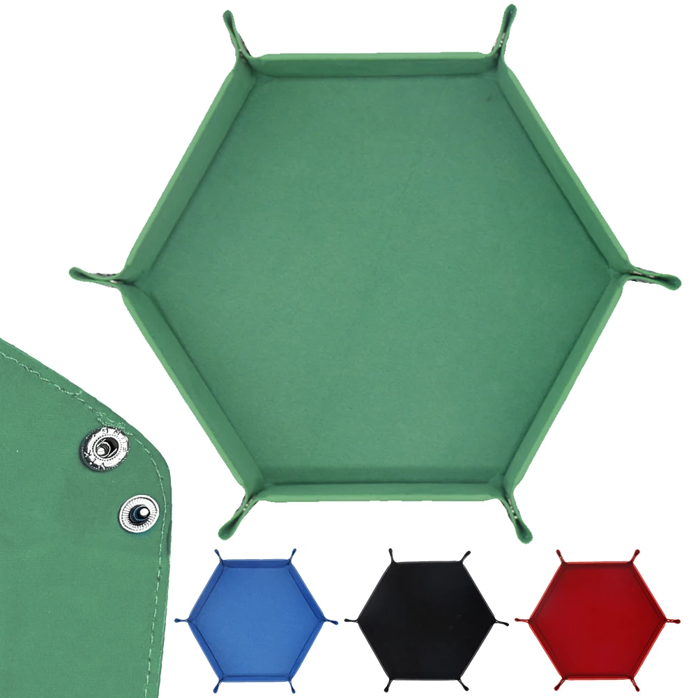 Dice Game Storage Tray PU Leather Folding Dice Rolling Tray Holder Storage Box for Table Games