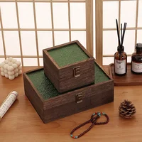 Begonia Flower Glass Desktop Storage Solid Wood Box Household Rectangular Covered Jewelry Certificate Necklace Storage Box 1