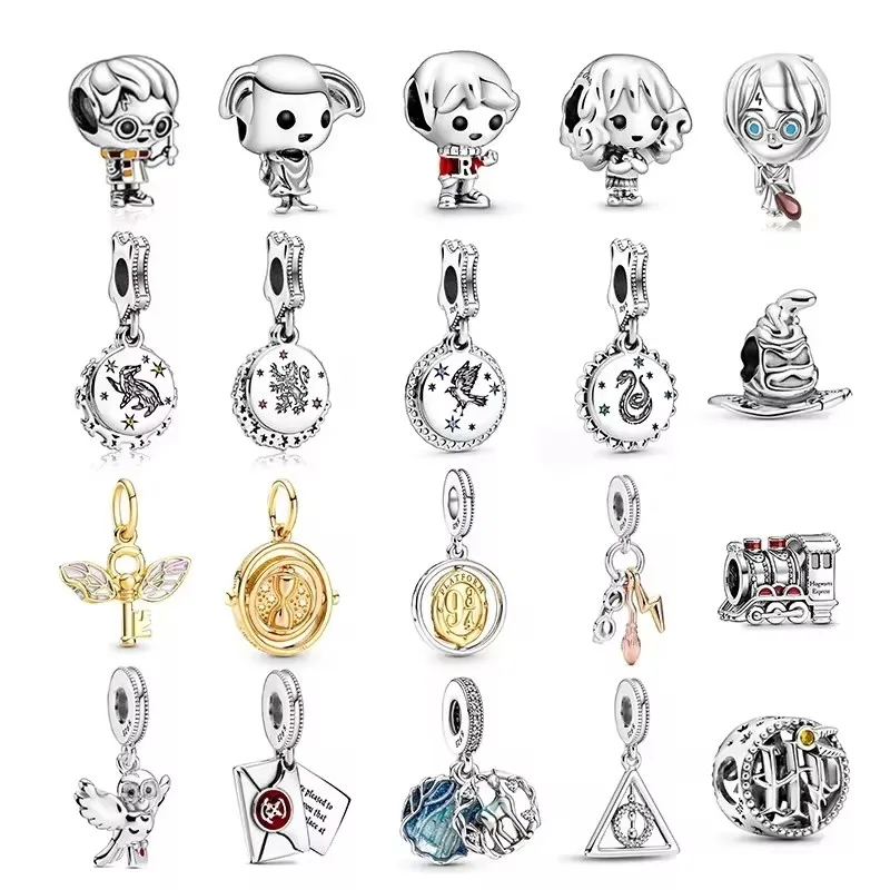 Charm Jewelry MINISO Disney S925 Sterling Silver Harry Potter Charm Suitable Original Pantaro Bracelet Exquisite Gift For Women
