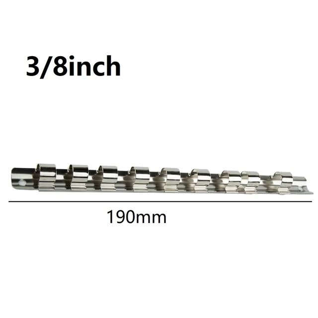 1Pc Socket Rack Holder 1/4 3/8 1/2inch 8 Clips Organizer Rail Iron 150/190/260mm For Storing Loose Socket Workshop Hand Tools 2