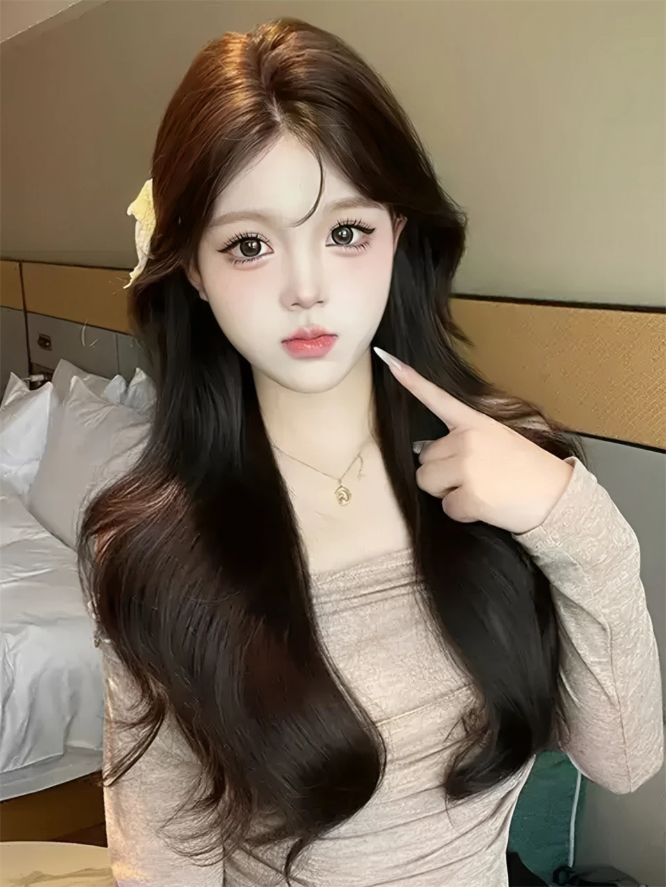 Black Brown Synthetic Lace Front Wig for Women