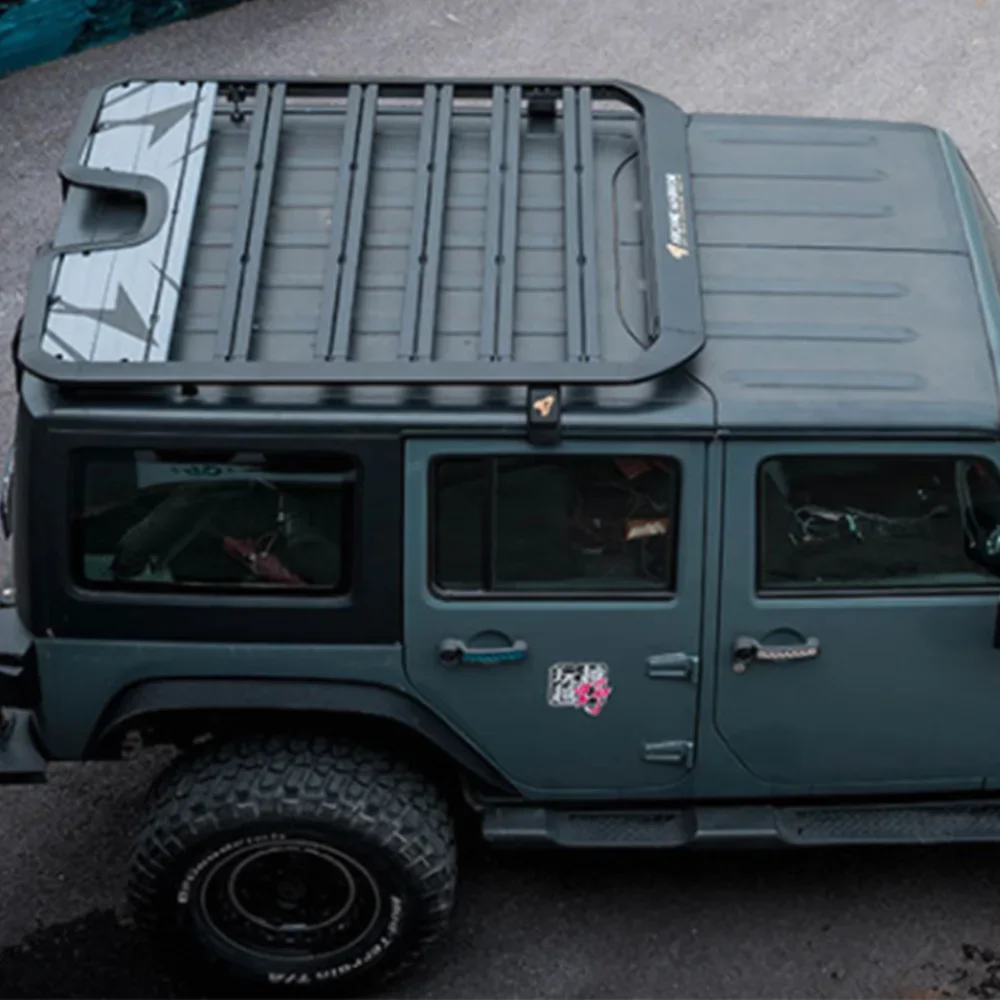 

SXMA JL1269 Luggage Roof Rack Top Luggage Carrier Black Aluminum Alloy Rack Expanding Frame For Jeep Wrangler JL 18+