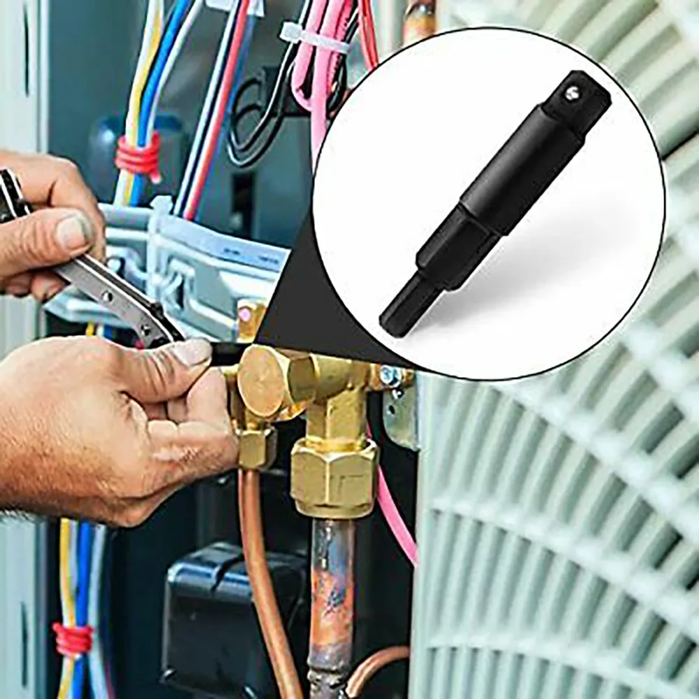 Hvac Service Key 3/8 to 1/4, 5/16 x 1/4 Ratchet Cooling Wrench Tool Set Air Conditioner Valve with Hexagon Bit Adapter Kit for Equipment Repair