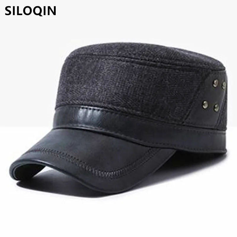 New Winter Flat Caps For Men Plush Thickened Warm Military Hats Coldproof Earmuffs Hat Cycling Sports Cap Golf Cap Snapback