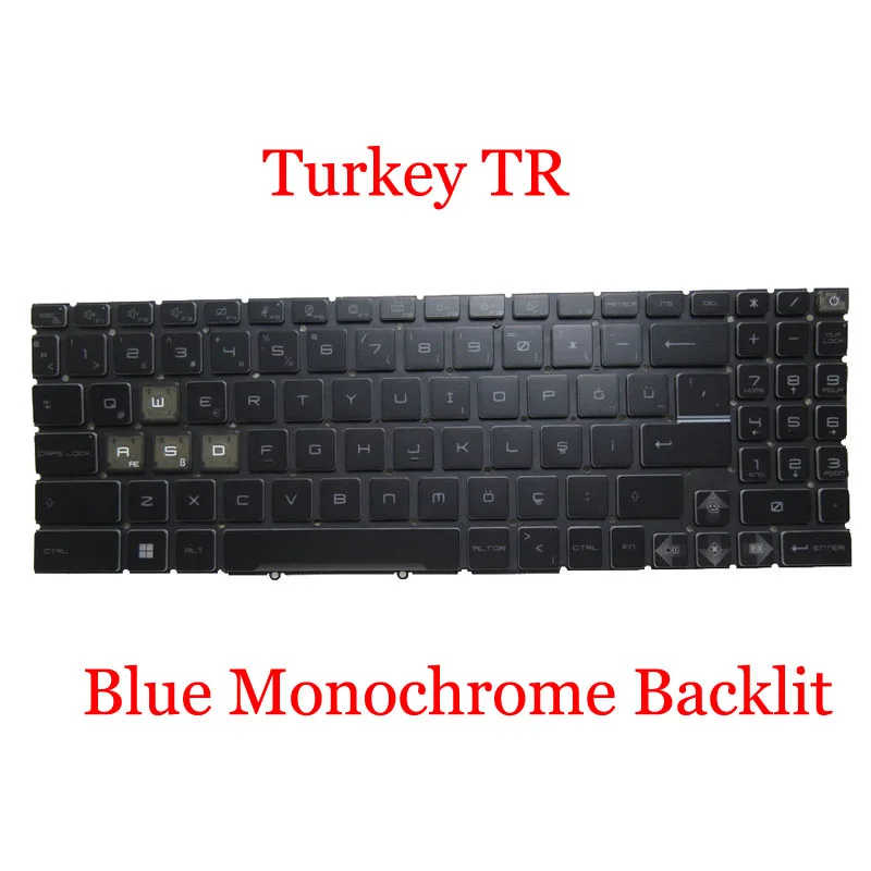 

FR TR SP AR JP KR BE Blue Laptop Monochrome Backlit Keyboard For MSI GE78 GE68 GP68 GP78 Spanish SP Japanese JP Black No Frame