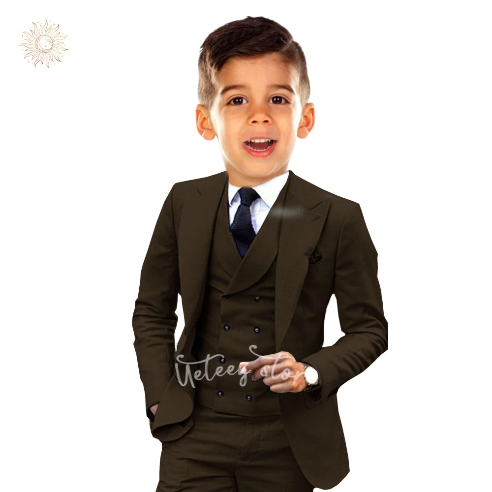 Boys 3 Piece Suits Slim Fit Tuxedo Jacket Vest and Pant for Kids Prom Wedding Formal Set Size 4-14 Years boys formal suit set