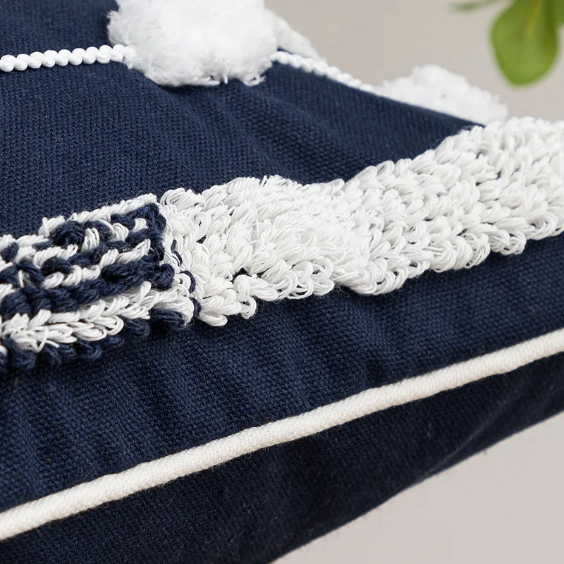 Vctops Federa Per Cuscino Ricamata Boho – Grigia, 45x45 Cm, In Cotone, Motivo Geometrico, Cerniera Invisibile