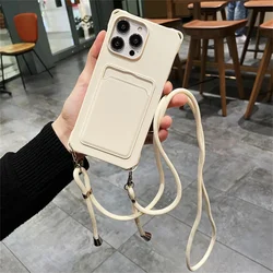 Versatile Crossbody Lanyard Wallet with Card Holder and Silicone Phone Case - iPhone 15 Plus (White)