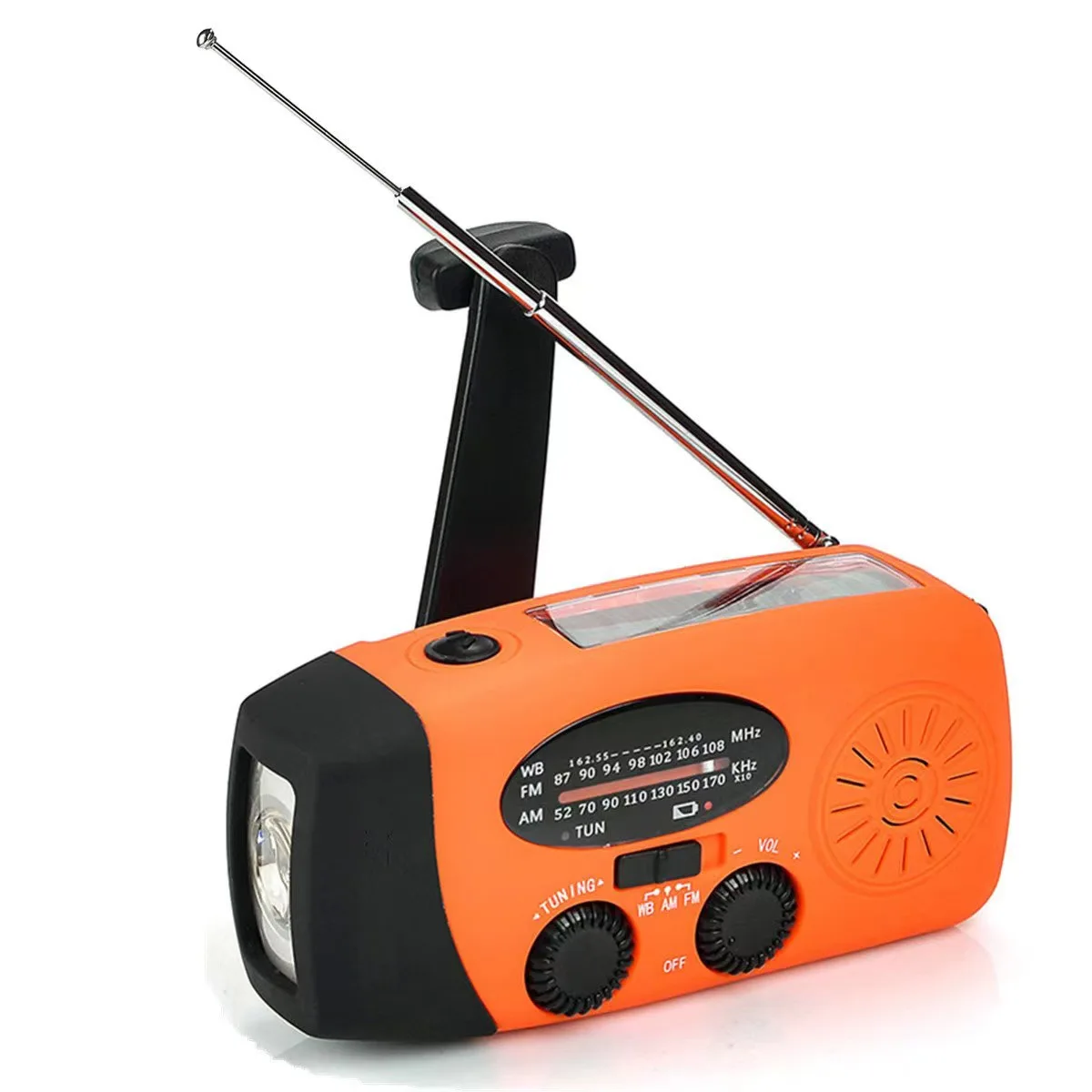 

Weather Radio Emergency Flashlight Mobile Power Woopker E04 Upgraded Multifunction Radio Hand Crank Solar USB FM/ AM/ NOAA WB