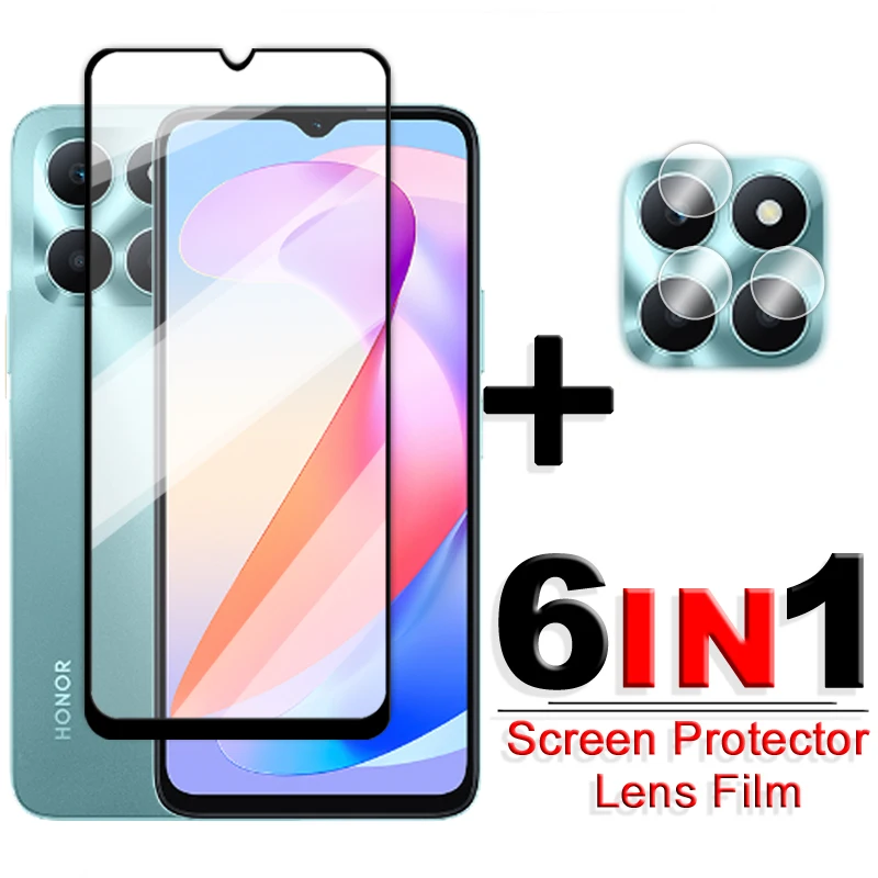 

For Honor X6A Screen Protector 6.56 inch Full Cover Glue Glass For Honor X6a 4G Tempered Glass For Honor X6A Camera Lens Flim