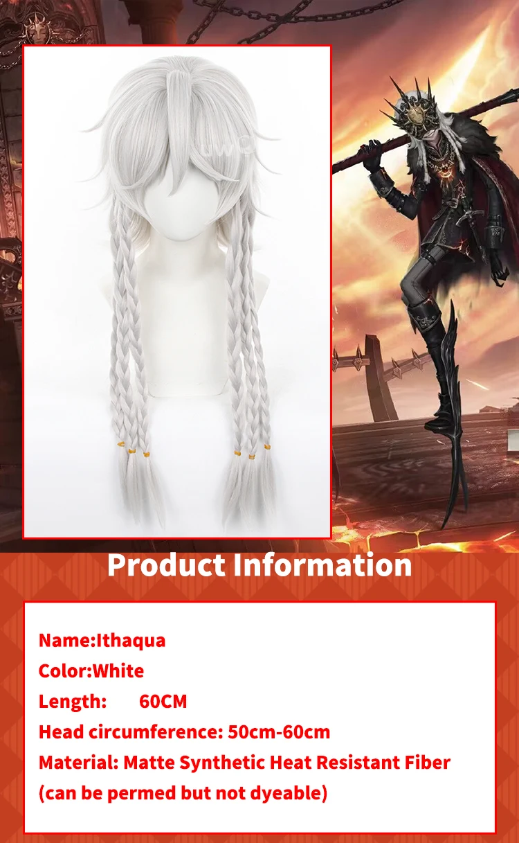 Game Identity V Ithaqua Cosplay Perücke Weißes Haar 60CM Langhaar Wig 1