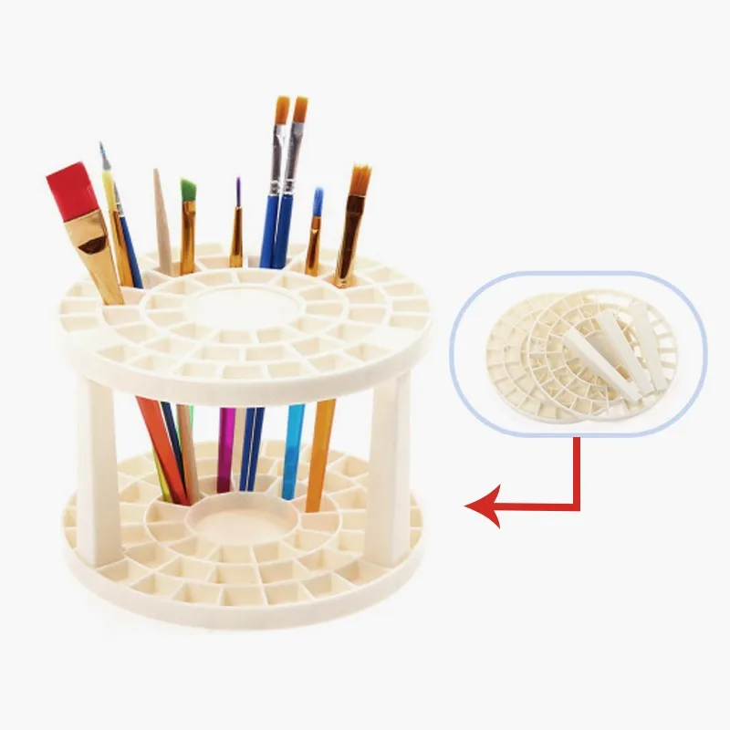 

1pc pen holder Drying pen holder 49 hole plastic Round detachable storage pen holder Porous assembly pen holder