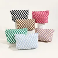 Large Checkerboard Makeup Bag Women Girls Portable Travel Essential Pouch Purse Toiletry Bag Organizer Storage Pencil Case 1
