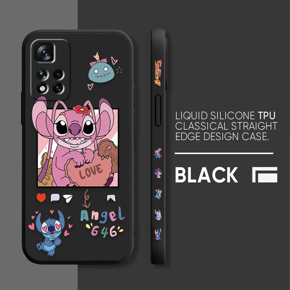 thumbnail image 1 of Case For Redmi Note 12 11 11T 11R 11E 10 9 8 7 7S PRO PLUS 4G 5G Simple Liquid silicone Case Cartoon Lilo & Stitch Angel, 1 of 5