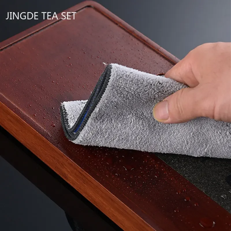 High-grade Thickened Plush Absorbent Tea Towel Painted Zen Tea Cloth Special Tea Table Rag Home Cleaning Tools Kitchen Towel