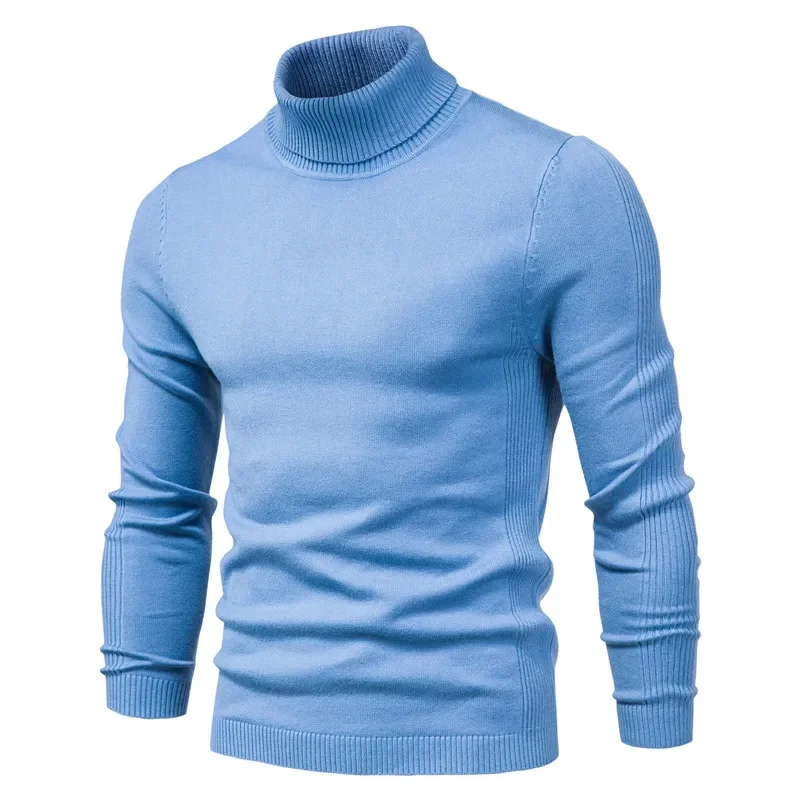 Description Picture 6 of itemNew 2024 Quality Winter Mens Sweaters Casual Thick Pullovers Fashion Solid Color Warm Slim Fit Turtleneck Pullover Men