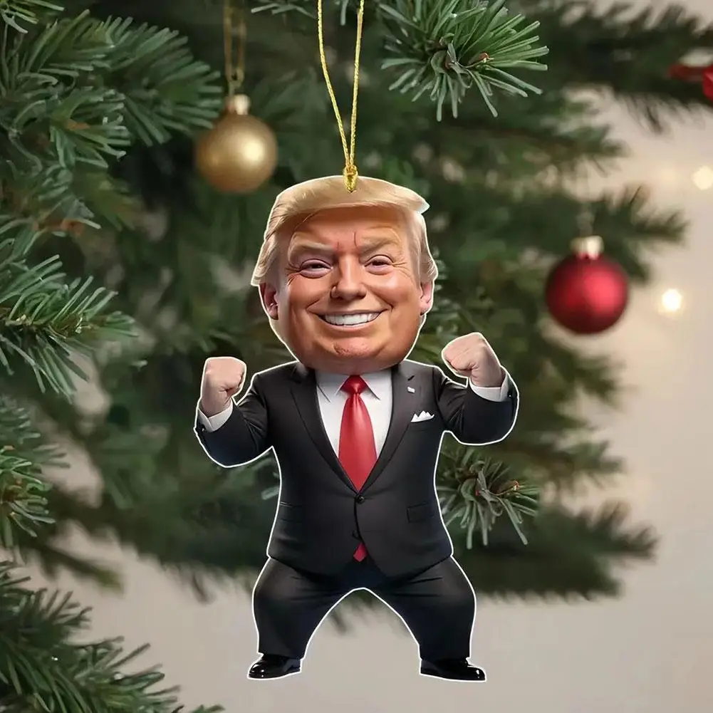 Inspired Acrylic Flat Christmas Decor Christmas Tree Hanging Cartoon Funny Ornament Pendant 2D christmas tree decoration 1pc