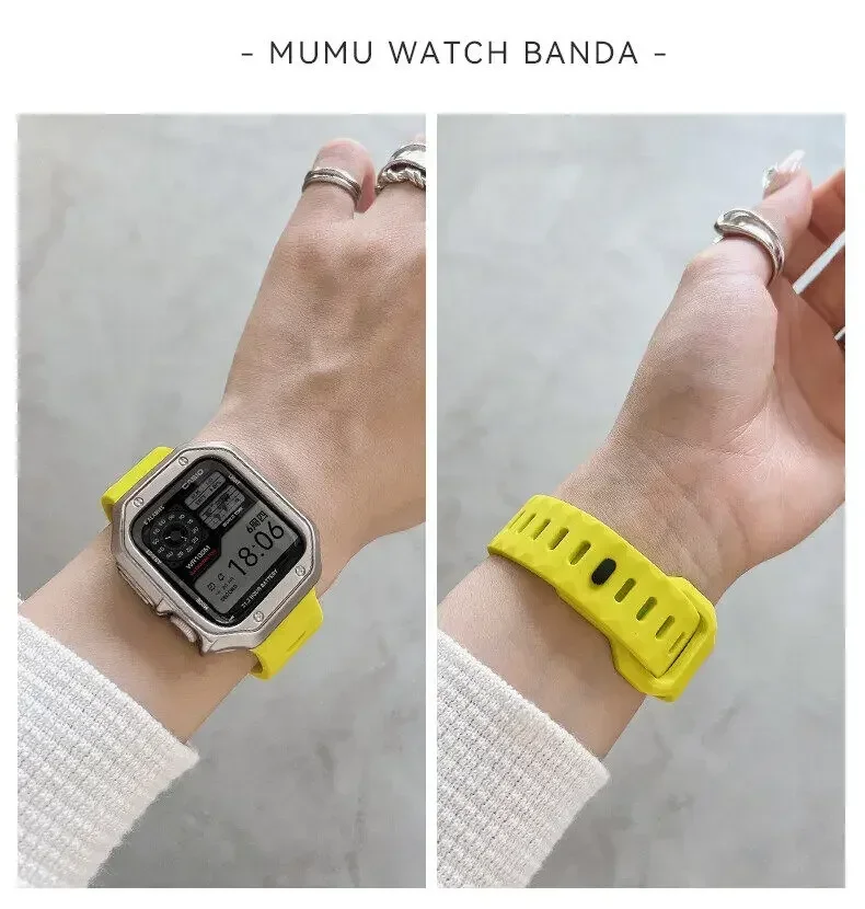 애플 워치 밴드용 TPU 케이스 및 실리콘 스트랩, 울트라 2 49mm 스포츠 밴드, 아이워치 시리즈 9 8 7 6 SE 5 4 45mm 44 40mm 41mm 42 38mm