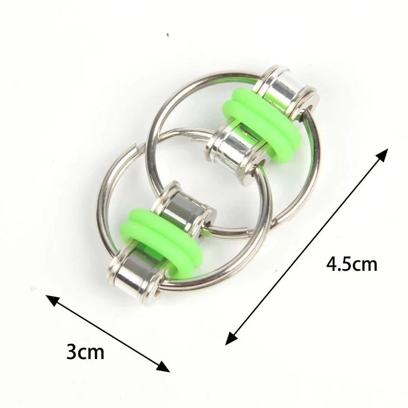 Decompression Bike Chain Fidget Finger Spinner Sensory Toy Metal Puzzle Keychain 1pc