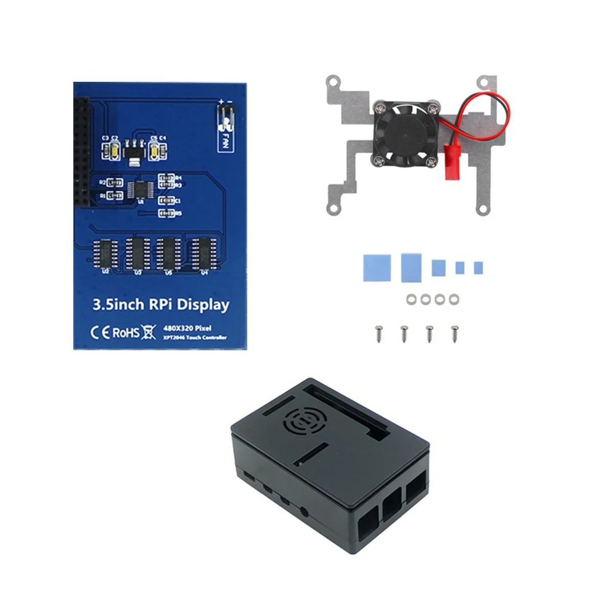 

3,5 дюймовый резистивный сенсорный экран 480X32 0 ЖК-экран + кронштейн вентилятора + Корпус для 4B 3B +/3B/Zero W