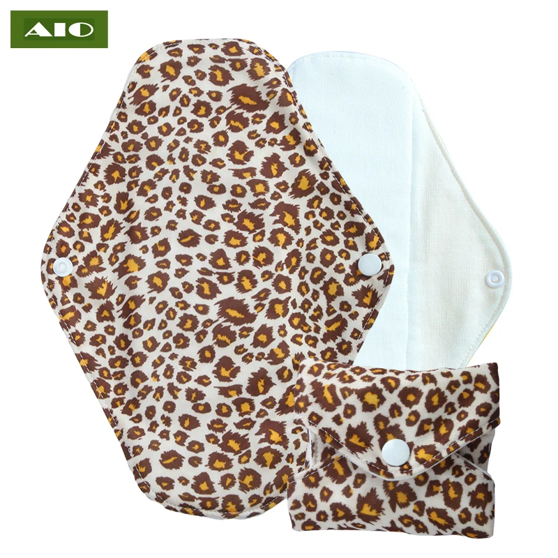 [AIO] Leopard print Bamboo Cotton mom Postpartum Nursing Napkin Female Heavy Flow Menstrual Gasket women Reusable Sanitary Pad