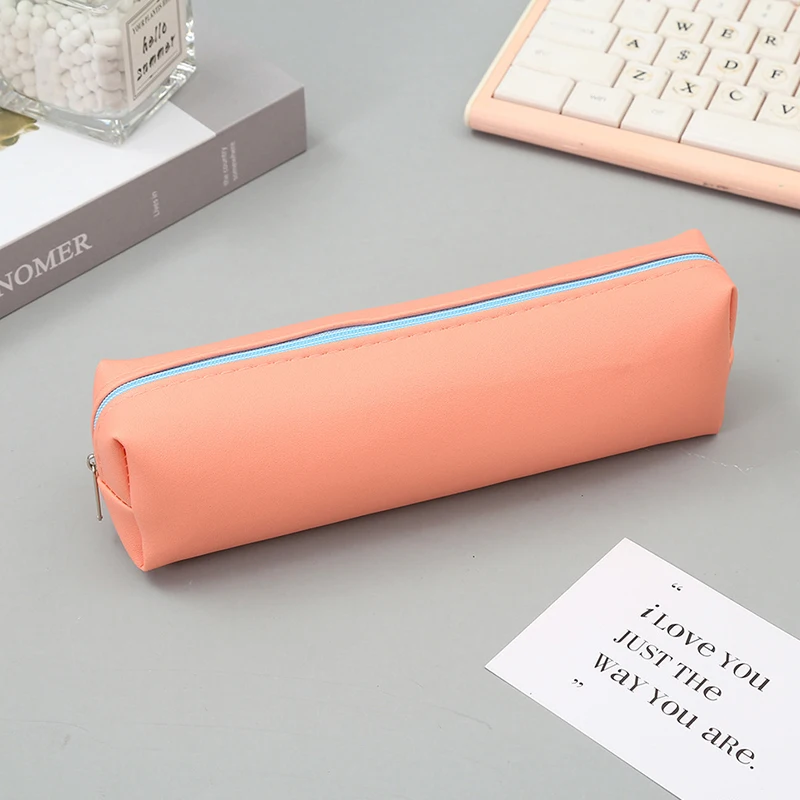 

Простой Длинный карандаш из искусственной кожи в Корейском стиле, женская сумка для кистей для макияжа, Женская Студенческая канцелярия, школьные принадлежности