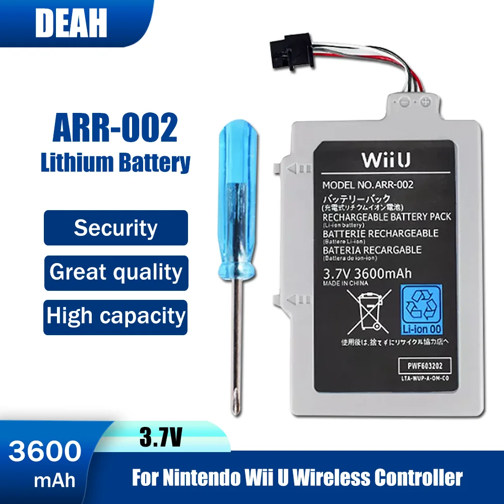 New ARR002 3.7V 3600mAh Lithium Battery For Nintendo Wii U Wireless