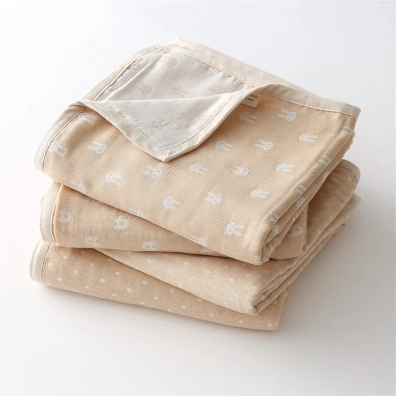 

6 Layer Organic Cotton Muslin Swaddle Baby Blanket Newborn Infant Bath Towel Soft Gauze Summer Quilt Bedding for Babies Stuff