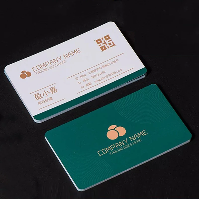 맞춤형 PVC 플라스틱 명함, 0.38mm 모서리가 둥근 디자인, 방수 및 얼룩 방지, 무료 명함 디자인.