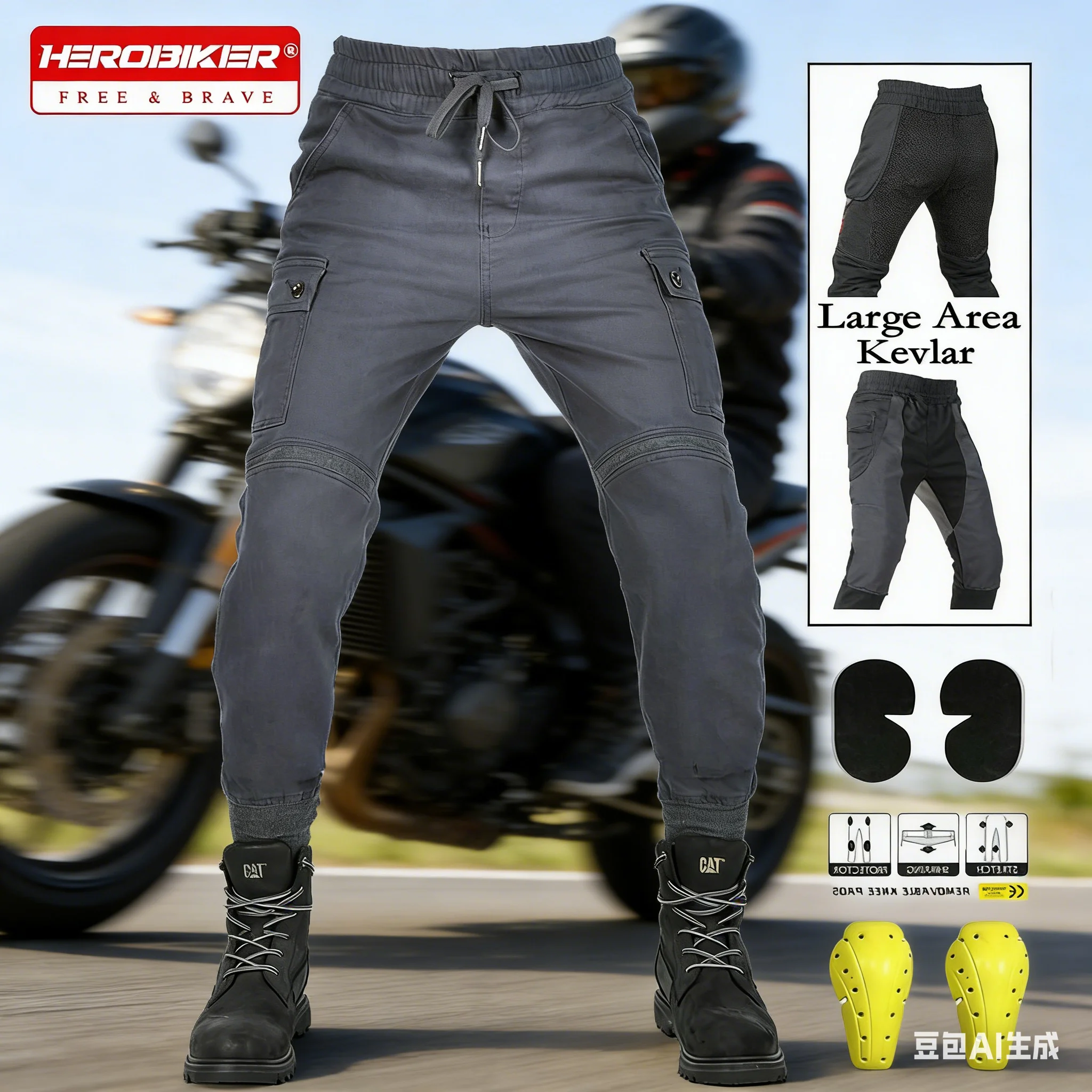 남성용 오토바이 라이딩 진 케블라 팬츠 부드러운 캐주얼 야외 보호용 무릎 엉덩..