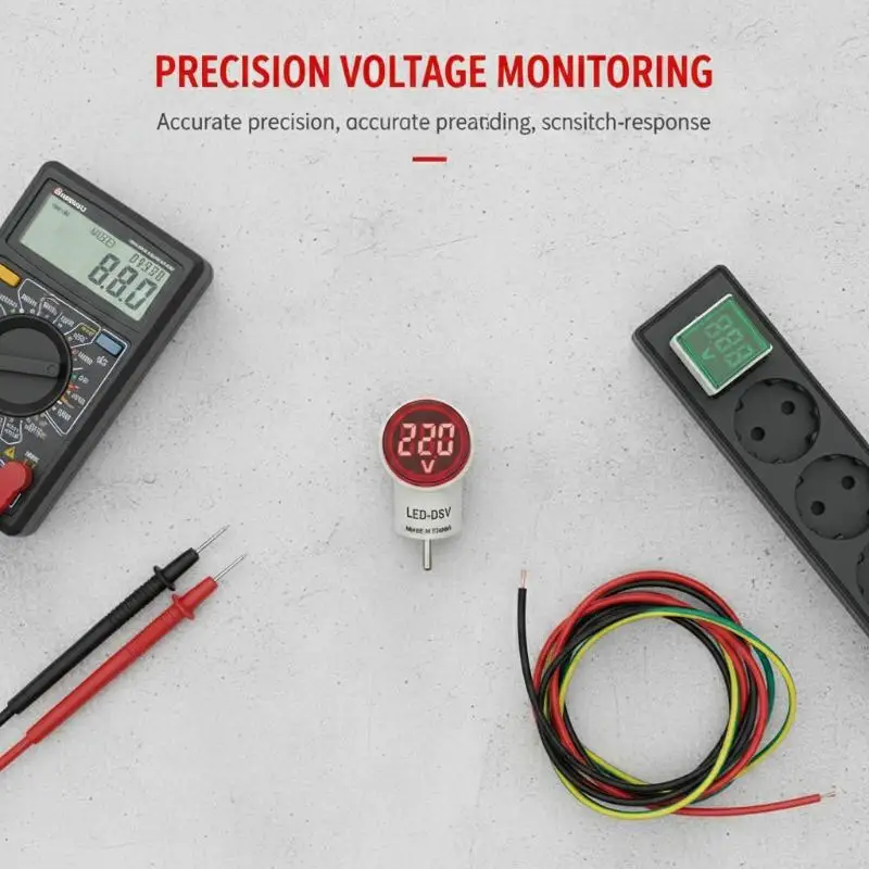 1PC EU 플러그 LED 가정용 디지털 모니터 50V500V 전압계 범용 원형 표시등 AC220V
