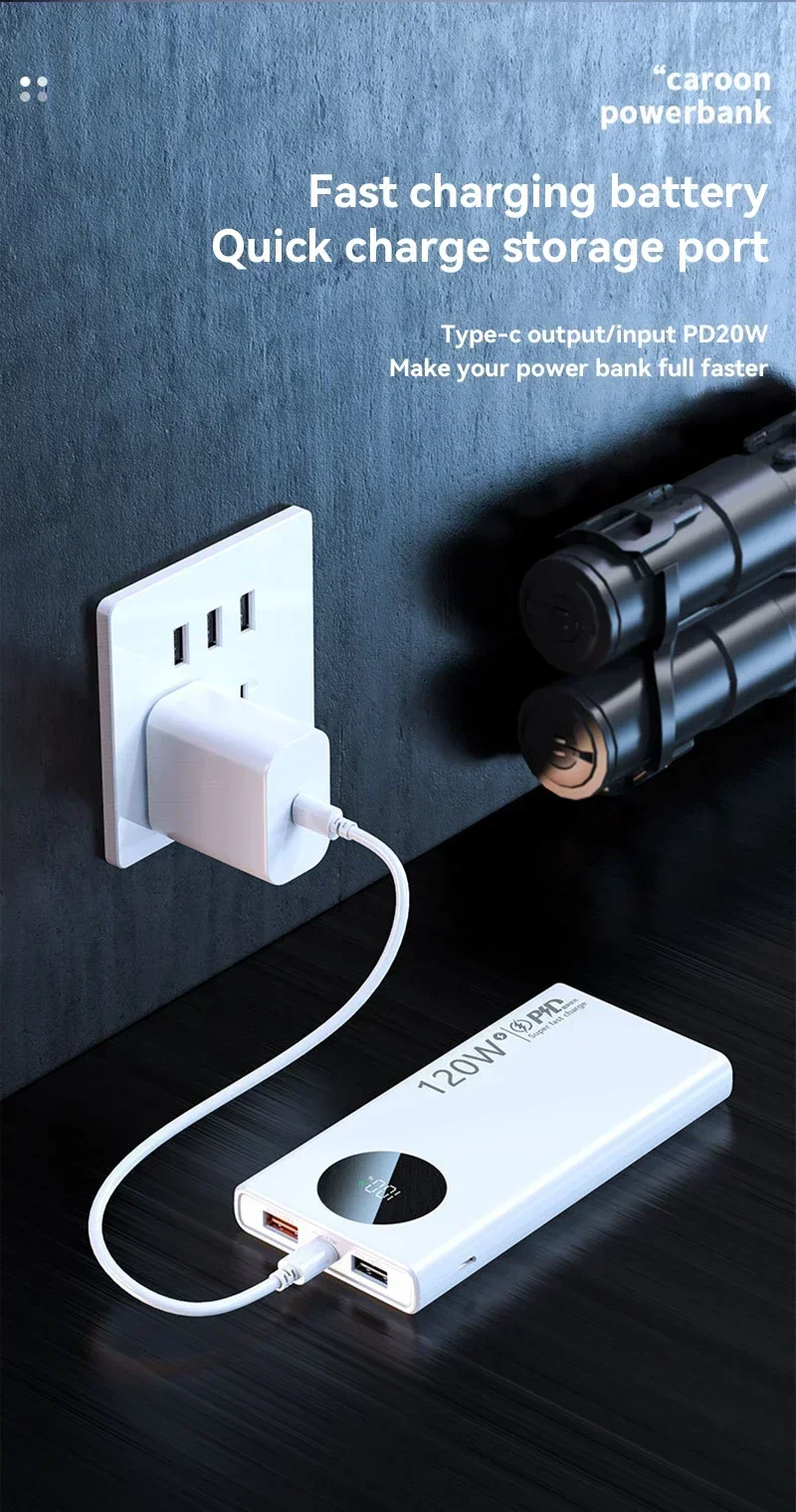 20000mAh Fast Charging Power Bank 120W High Capacity Powerbank Portable Battery