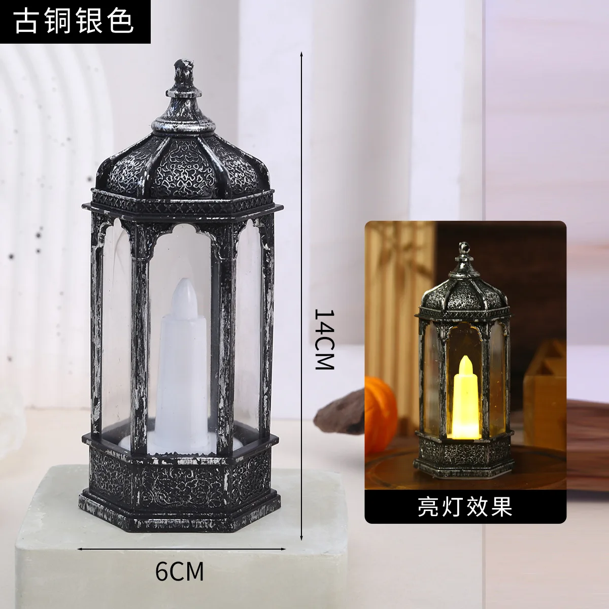 Christmas Simulation Candle Desktop Ornament Portable Night Light Decoration Wind Lamp Candle Scene Layout Photo Shoot