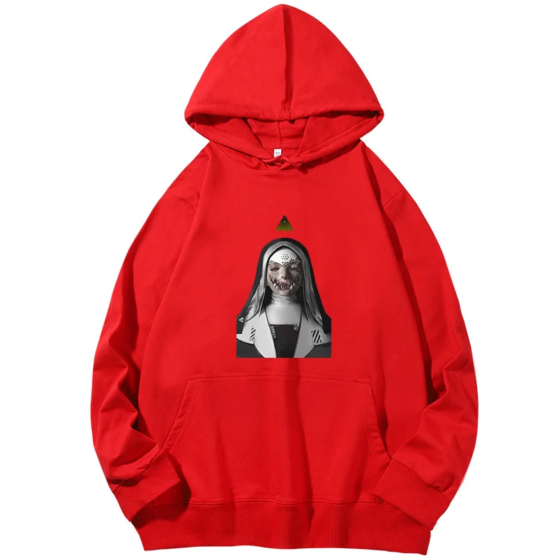 

Demonic Nun Nonne Religieuse Horror Monster Goth Gothic graphic Hooded sweatshirts cotton essentials hoodie Hooded sweatshirts