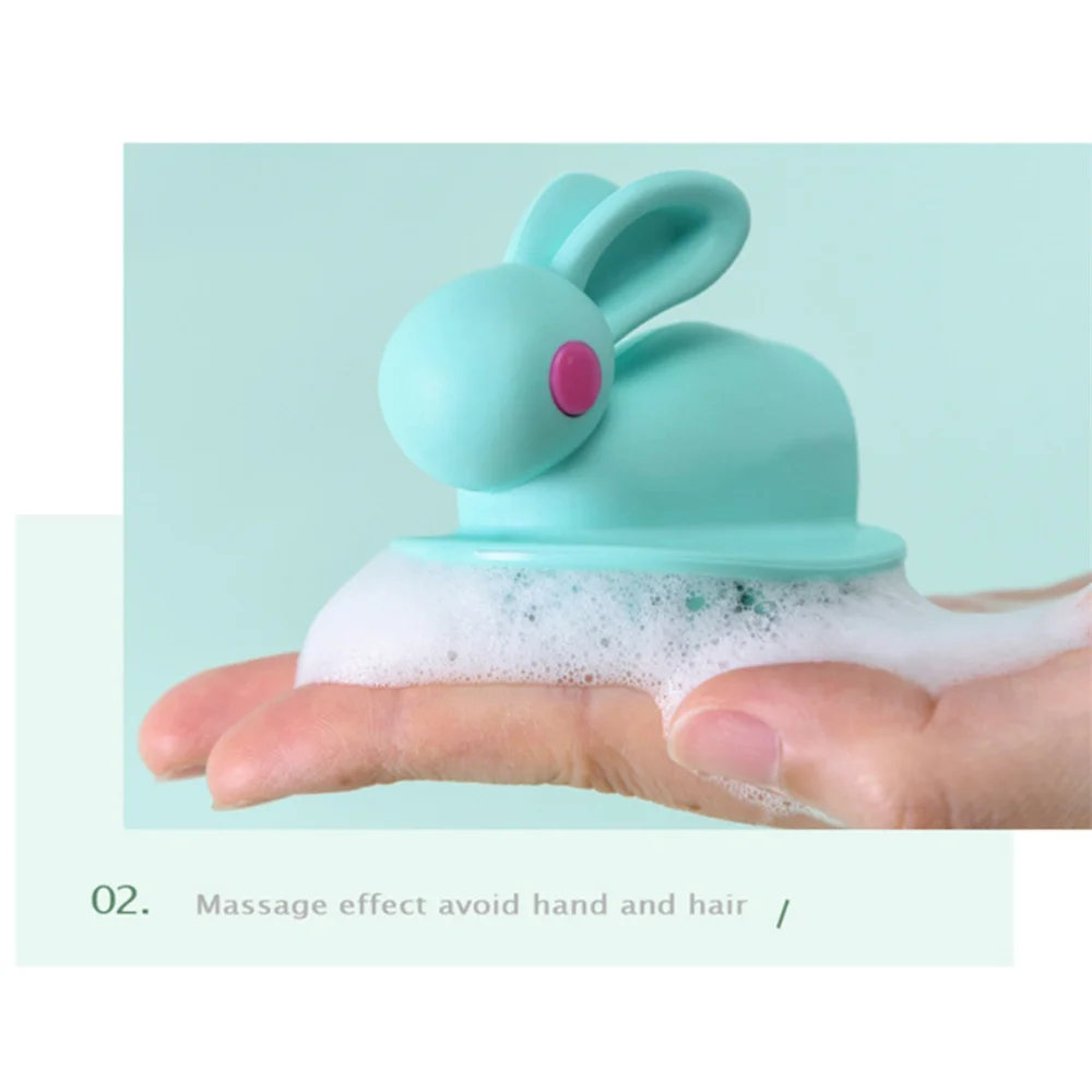 혈액 순환 자극 방수 두피 마사지기, 토끼 모양, 휴대용 성인용 샤워 빗, 샤워 브러시, 튼튼한 모발 취소