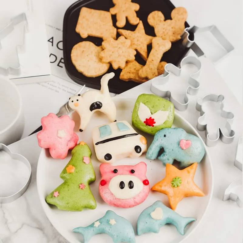 Cute Cat Cookie Cutters Small Stainless Steel Cat Cookie Mold Mini Rabbit Animal Cartoon Molds Cooking Cutter for Cookies