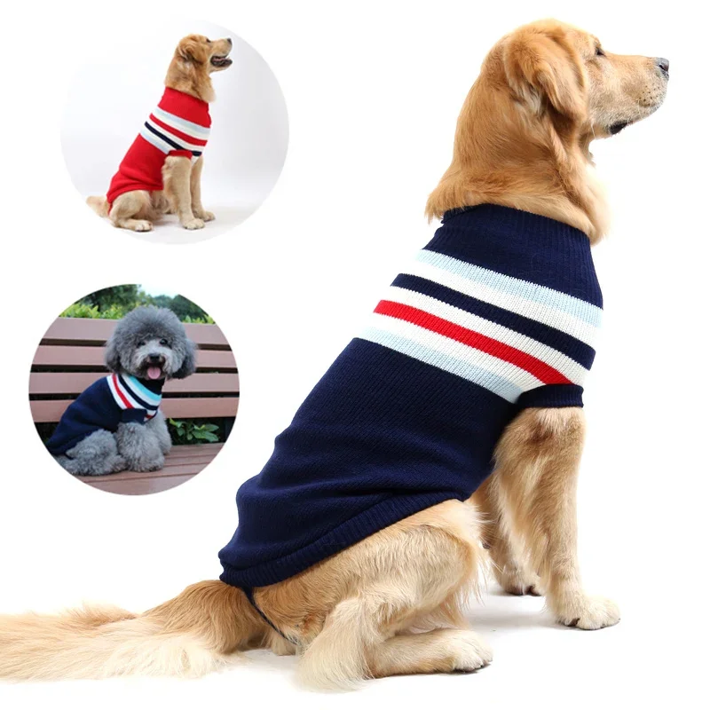Fashionable pet dog clothes for autumn and winter seasons.