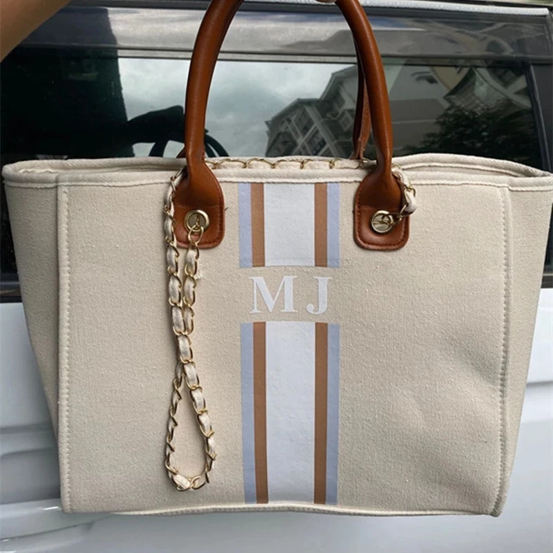 Inflates infrastructure commitment Personalised Initials Monogram Tote Bag Canvas Beach Holiday Weekend Travel  Tote Bags, Custom Fashion Chain Canvas Totes - Gift Boxes & Bags -  AliExpress