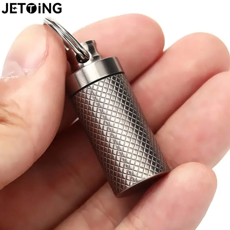Outdoor Waterproof Canister Titanium Alloy Waterproof Canister Medicine Seal Capsule Bottle Keyring Multi Tools whistle keychain car adhesive tape keychain tool tactical keychain keychain carabiner pill box waterproof bottle camping gas canister